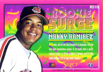 1994 Select - Rookie Surge #RS10 Manny Ramirez Back