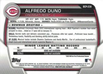 2023 Bowman Chrome Sapphire Edition - Prospects #BCP-238 Alfredo Duno Back