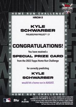 2023 Topps - Home Run Challenge Winners August #HRCW-3 Kyle Schwarber Back