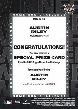 2023 Topps - Home Run Challenge Winners August #HRCW-12 Austin Riley Back