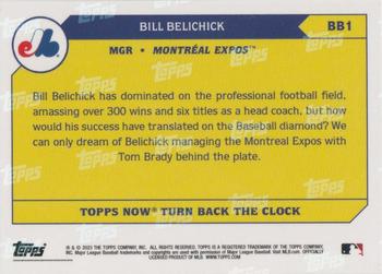 2023 Topps Now Turn Back the Clock Bill Belichick #BB1 Bill Belichick Back