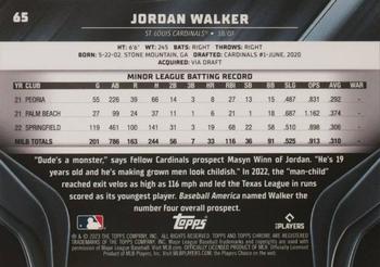 2023 Topps Chrome Black - Gold Refractor #65 Jordan Walker Back