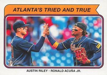 2023 Topps Heritage - Combos #CC-7 Atlanta's Tried and True (Austin Riley / Ronald Acuña Jr) Front