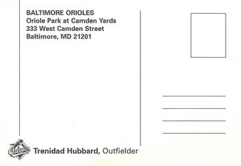 2000 Baltimore Orioles Photocards #NNO Trenidad Hubbard Back