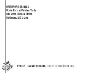 2000 Baltimore Orioles Photocards #NNO Tim Nordbrook Back