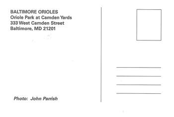 2000 Baltimore Orioles Photocards #NNO John Parrish Back