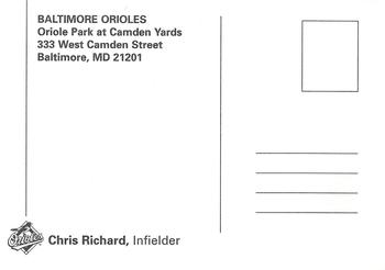 2000 Baltimore Orioles Photocards #NNO Chris Richard Back