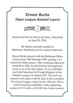 2001 Baltimore Orioles Photocards #NNO Ernest Burke Back