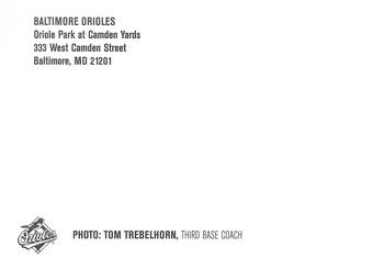 2001 Baltimore Orioles Photocards #NNO Tom Trebelhorn Back