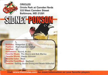 2004 Baltimore Orioles Photocards #NNO Sidney Ponson Back