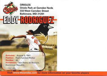 2004 Baltimore Orioles Photocards #NNO Eddy Rodriguez Back