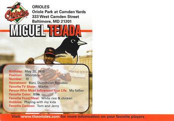 2004 Baltimore Orioles Photocards #NNO Miguel Tejada Back