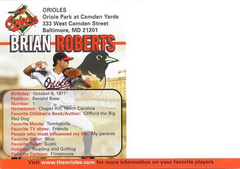 2005 Baltimore Orioles Photocards #NNO Brian Roberts Back