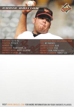 2006 Baltimore Orioles Photocards #NNO Chris Britton Back