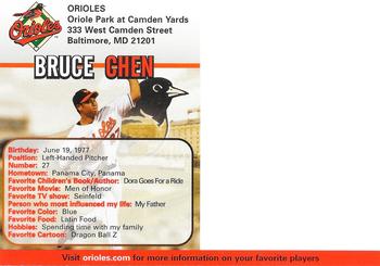 2006 Baltimore Orioles Photocards #NNO Bruce Chen Back