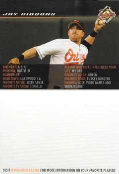 2006 Baltimore Orioles Photocards #NNO Jay Gibbons Back