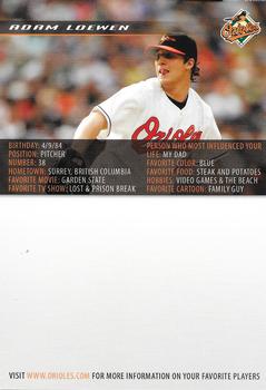 2006 Baltimore Orioles Photocards #NNO Adam Loewen Back