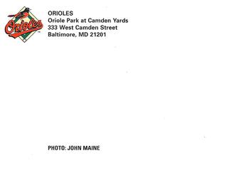 2006 Baltimore Orioles Photocards #NNO John Maine Back