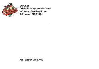 2006 Baltimore Orioles Photocards #NNO Nick Markakis Back