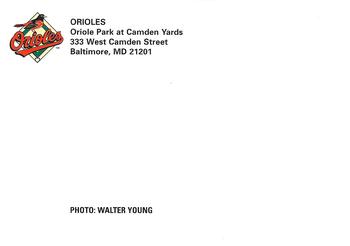 2006 Baltimore Orioles Photocards #NNO Walter Young Back