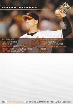 2008 Baltimore Orioles Photocards #NNO Brian Burres Back