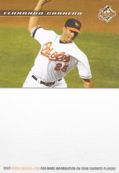 2008 Baltimore Orioles Photocards #NNO Fernando Cabrera Back