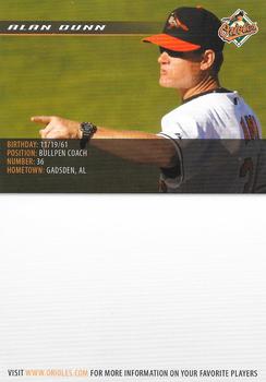 2008 Baltimore Orioles Photocards #NNO Alan Dunn Back
