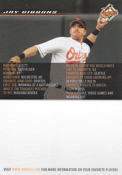 2008 Baltimore Orioles Photocards #NNO Jay Gibbons Back