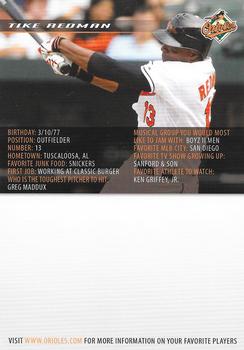 2008 Baltimore Orioles Photocards #NNO Tike Redman Back