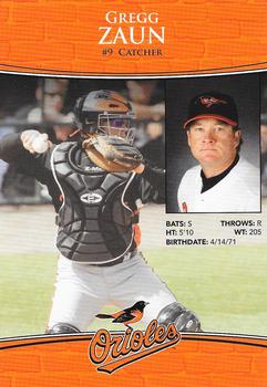 2009 Baltimore Orioles Photocards #NNO Gregg Zaun Back