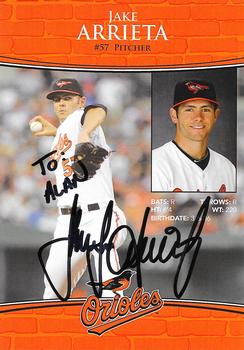 2010 Baltimore Orioles Photocards #NNO Jake Arrieta Back