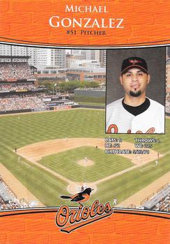 2010 Baltimore Orioles Photocards #NNO Michael Gonzalez Back