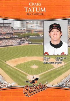 2010 Baltimore Orioles Photocards #NNO Craig Tatum Back