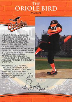 2010 Baltimore Orioles Photocards #NNO The Oriole Bird Back