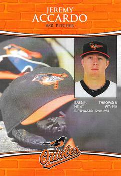 2011 Baltimore Orioles Photocards #NNO Jeremy Accardo Back