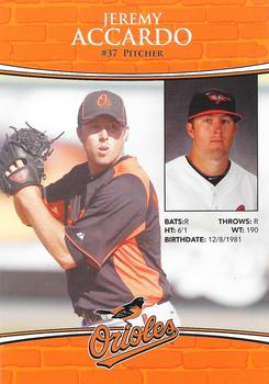 2011 Baltimore Orioles Photocards #NNO Jeremy Accardo Back