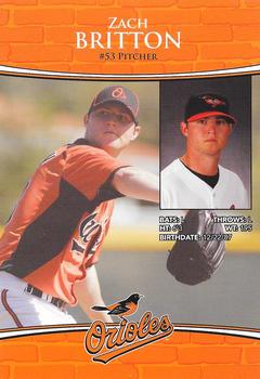 2011 Baltimore Orioles Photocards #NNO Zach Britton Back