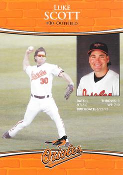 2011 Baltimore Orioles Photocards #NNO Luke Scott Back