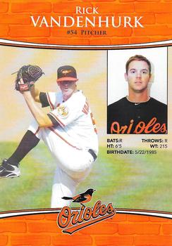 2011 Baltimore Orioles Photocards #NNO Rick Vandenhurk Back