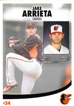 2012 Baltimore Orioles Photocards #NNO Jake Arrieta Back