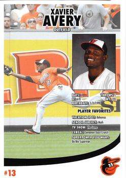 2012 Baltimore Orioles Photocards #NNO Xavier Avery Back