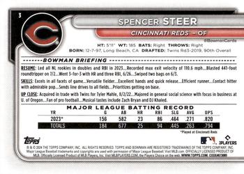2024 Bowman #3 Spencer Steer Back