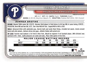 2024 Bowman #4 Trea Turner Back