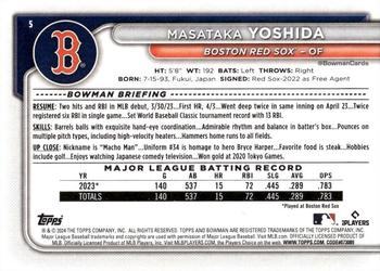 2024 Bowman #5 Masataka Yoshida Back