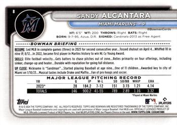 2024 Bowman #8 Sandy Alcantara Back