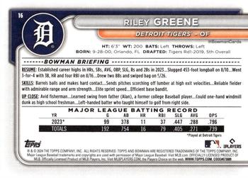 2024 Bowman #16 Riley Greene Back