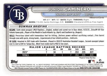 2024 Bowman #20 Junior Caminero Back