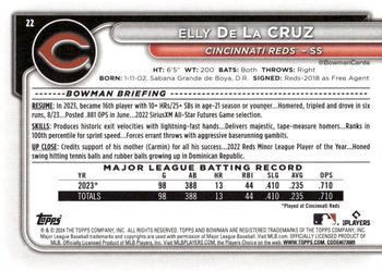 2024 Bowman #22 Elly De La Cruz Back