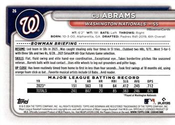 2024 Bowman #26 CJ Abrams Back