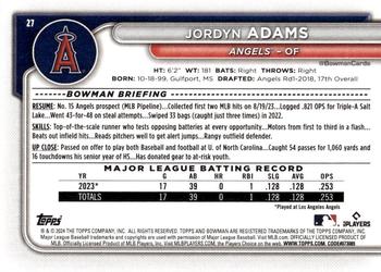 2024 Bowman #27 Jordyn Adams Back
